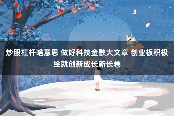 炒股杠杆啥意思 做好科技金融大文章 创业板积极绘就创新成长新长卷